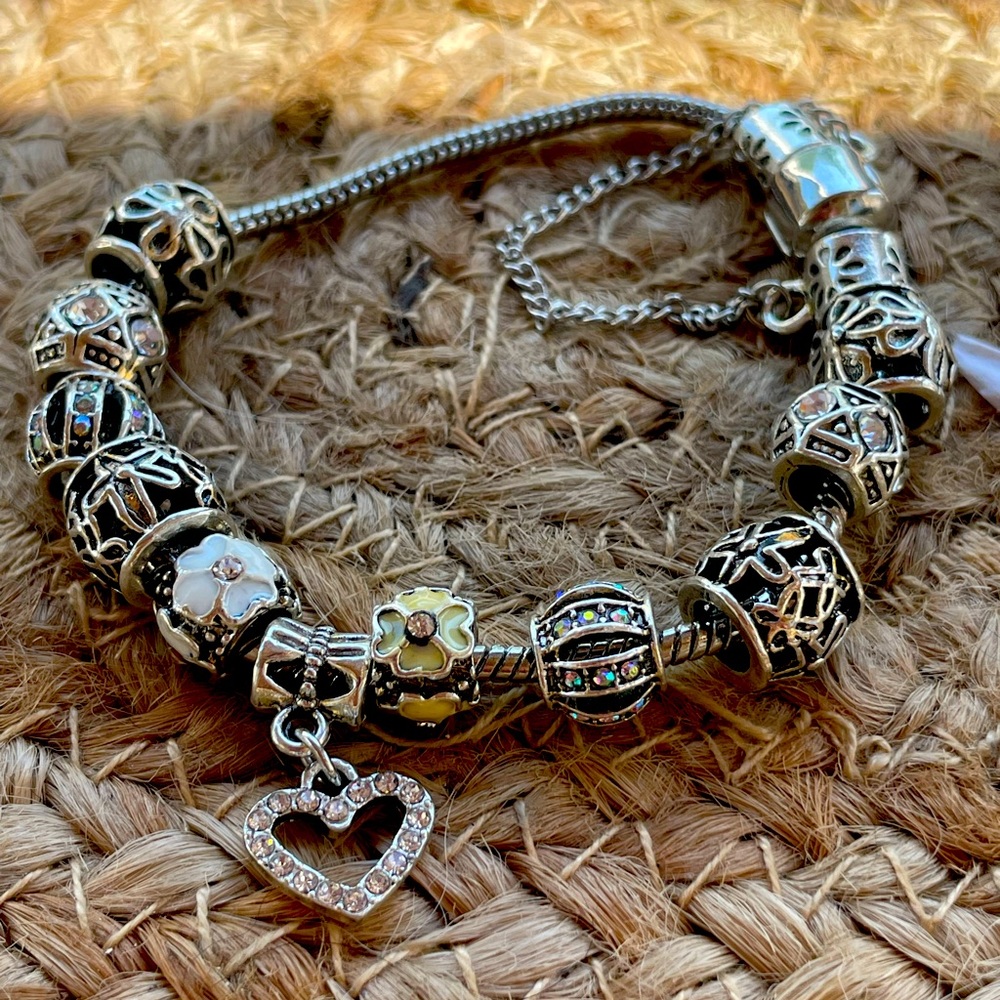 COPY - Adorable silver plated charm bracelet. You can add or remove charms.